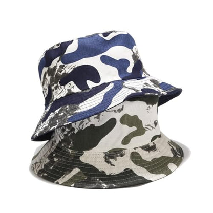 Quanhaigou Reversible Printed Bucket Hat,Summer Beach Outdoor Cap - color: Camo Green