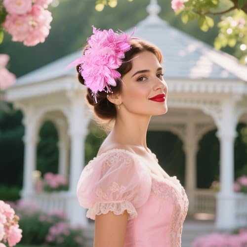 Pistha Womens Fascinators Hats Tea Party Hats Headband for Women Dresses - color: Pink