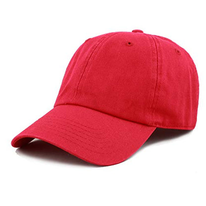 Cotton Baseball Cap Dad Hat – Washed Low Profile Adjustable Hat for Men Women Casual Outdoor Running Golf - color: Red