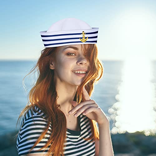 Syhood 12 Pcs Blue with White Sailor Hats Captain Navy Hat - style: Lovely Style