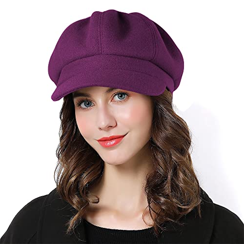 Sumolux Women Beret Newsboy Hat French Cap Classic Winter - color: Purple