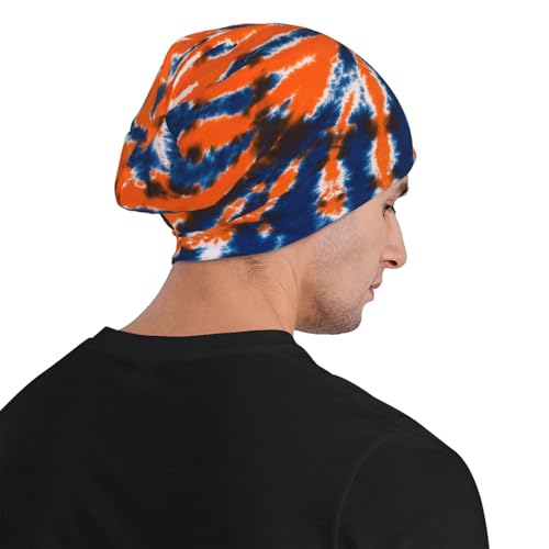 Beanie Hat for Men Women Slouchy Beanie Skull Sleep Cap Soft Lightweight Chemo Hat Stretch Cancer Headwear - color: Tie Dye Orange