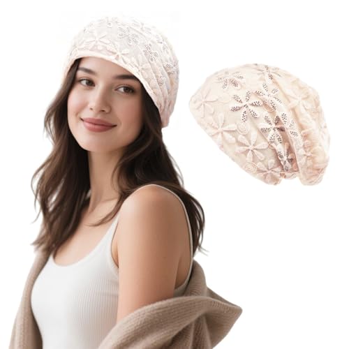 Crochet Slouchy Beanie Hat Turbans Headware for Women - color: Bea04 - Beige