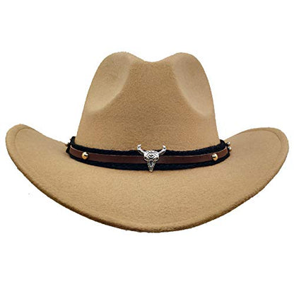 Men & Women's Fur Felt Cowboy Hat Wide Brim Western Outback - color: Beige