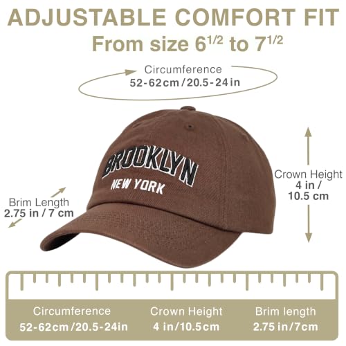 E BY ELIDAN Brooklyn New York Baseball Cap, Embroidered Dad Hat - color: Brown