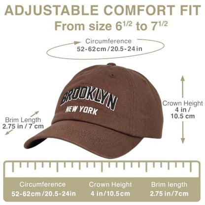 E BY ELIDAN Brooklyn New York Baseball Cap, Embroidered Dad Hat - color: Brown