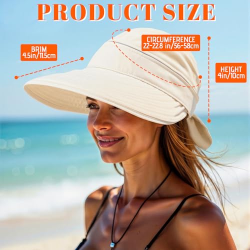 3 Pcs 2-in-1 Women's Visor Sun Hat Foldable Zip-Off Beach Hat Ponytail UV Protection Summer Visors for Women