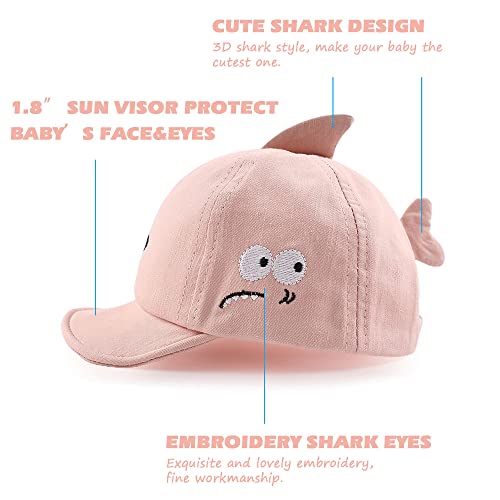 JANGANNSA Baby Duck Cap Infant Kids Sun Hat Bear Cute Cartoon Caps Spring Summer - color: Pink Shark, size: 3-18 Months