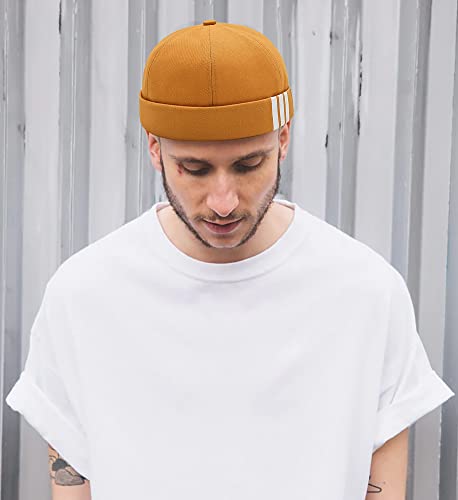 Glamorstar Dome Brimless Hats for Women Men Sailor Docker Beanie Cap Hip Hop Hats - color: Yellow