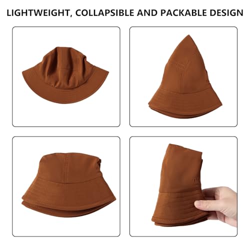 BASSDASH UPF50+ Fishing Bucket Hat for Men Women Lightweight Water Resistant Packable Outdoor Summer Sun Hats FH13 - color: Caramel Brown