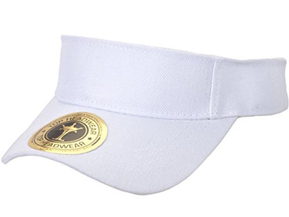 TOP HEADWEAR Solid Adjustable Blank Visor - color: White