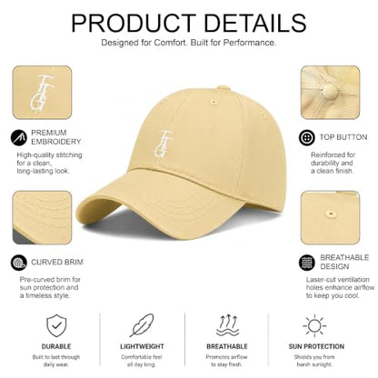 Kids Washed Cotton Baseball Cap, Unstructured Adjustable Toddler Hat for Boys & Girls - color: Light Khaki