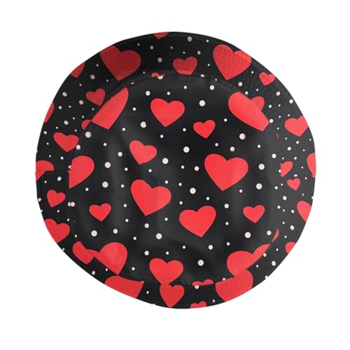 Valentine's Day Hearts Print Bucket Hat Summer Travel Fisherman Sun Hat Cap for Women Men Teens - color: Daya92