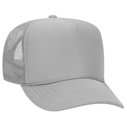 Ashen Fane Kids' Polyester Foam Front 5 Panel High Crown Mesh Back Trucker Hat - color: Gray