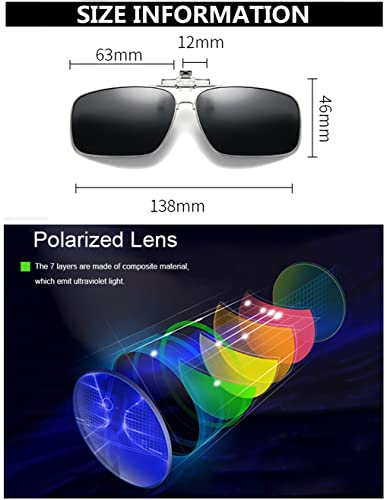 Clip on Flip up Polarized Lens For Prescription Glasses UV Protection Sunglasses (Clear lenses not Polarized) - color: Style C Red Blue