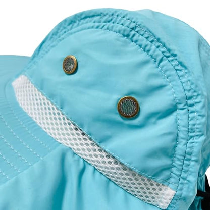 Packable and Adjustable Mesh Boonie Sun Hat with Neck Flap - color: Teal