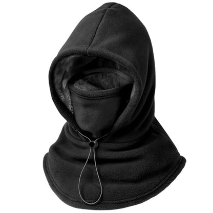 Thickened Balaclava Face Mask, Winter Polar Fleece Ski Mask for Men Women, Face Cover Hat Scarf Hoodie Black/Gray - color: Black