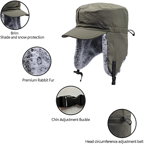 Winter Trapper Hunting Hat,Tweed Ear Flaps Cap,Berber Fleece Lined - color: Army Green 1