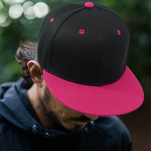 Snapback Hat Flat Bill Visor Hats Adjustable Hip Hop Baseball Cap for Women Men - color: Black Rose Red