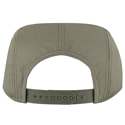 Ashen Fane 5 Panel Superior Cotton Twill Square Flat Visor Adjustable Camper Hat - color: Snapback-olive Green