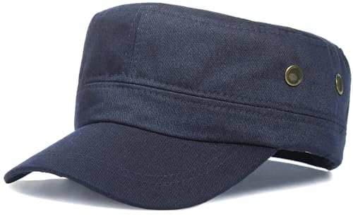 Unisex Classic Cadet Army Hat Flat Top Baseball Cap Military Hats - color: Navy