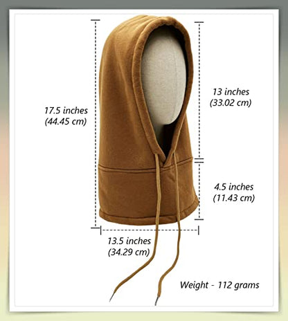 Unisex Sporty Snood Hat with drawstring Hood Scarf Neck Warmer Winter Balaclava Hood - color: Camel