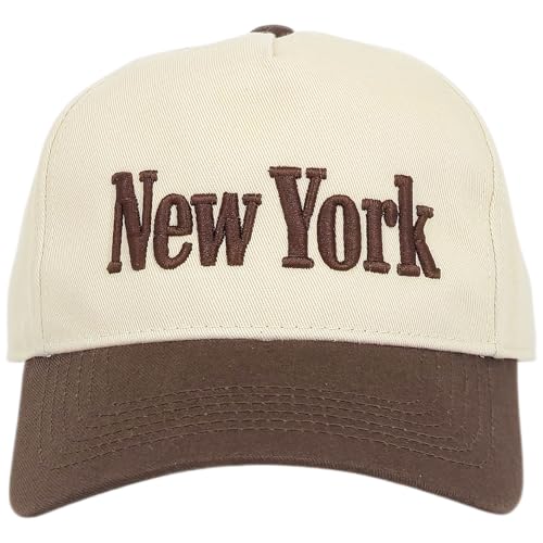 E BY ELIDAN New York Trucker Snapback Hat 3D Embroidered Baseball Cap - color: Cream Brown