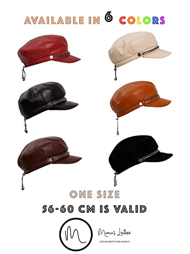 Mumcu's Leather Women Newsboy Fiddler Cap Fisherman Captain Sailor Hat - color: Coffee