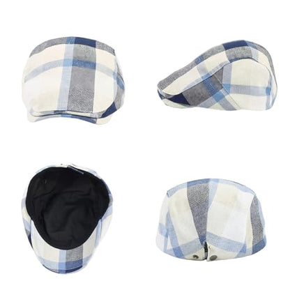 3Pcs Men's Newsboy Caps Cotton Cooling Hat Adjustable Flat Cap for Men - color: 2#-red+blue+yellow