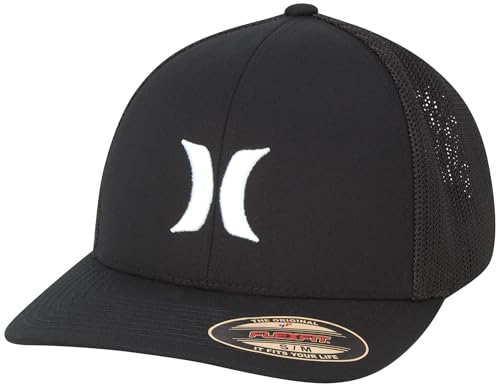 Hurley Mens Baseball Cap Laguna Icon Trucker Hat, Curved Brim - color: Black/White Logo, size: Large-X-Large