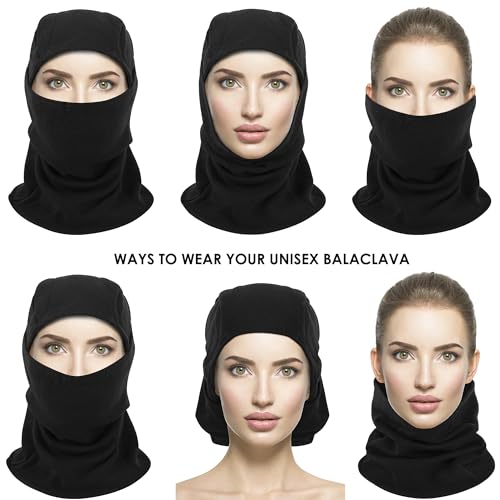 ZUMULIAN Balaclava Ski Mask for Adult, Full Face Mask Winter Fleece Thermal Cold Weather Outdoors Cover for Men Women 2 Packs - color: Black+blue