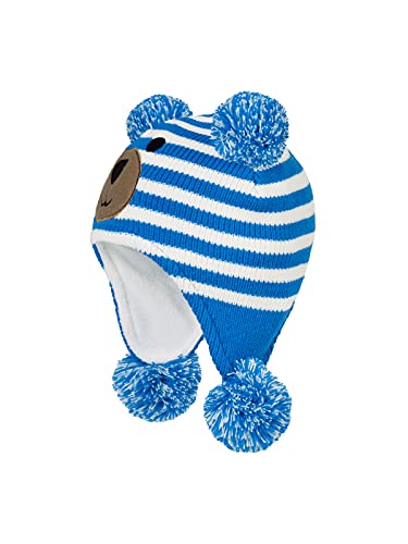 Baby Winter Hat Toddler Beanie Warm Fleece Lined Earflap Cap with Pom Pom - color: O1pc Bear Blue, size: 1-2T