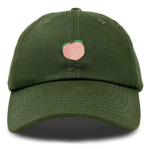 DALIX Peach Embroidered Dad Cap Cotton Baseball Hat Women - color: Olive