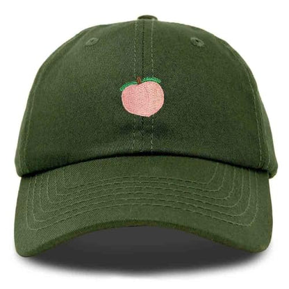 DALIX Peach Embroidered Dad Cap Cotton Baseball Hat Women - color: Olive