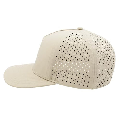 Gilbert Performance 5‑Panel Snapback Hat – Adjustable Flat Bill Cap, Breathable Mesh, Water‑Repellent Fabric, Unisex - color: Tan