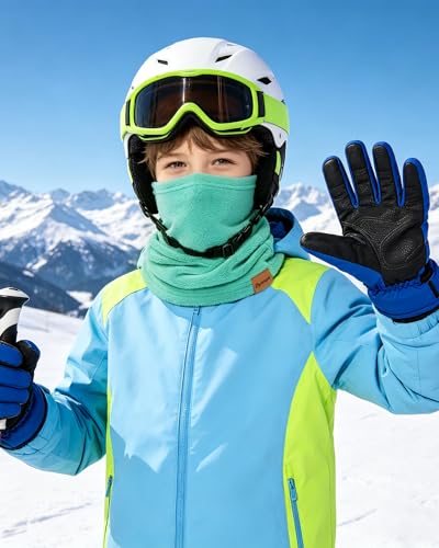Dymex Kids Neck Warmer Gaiter Winter Fleece Face Neck Cover Balaclava Cold Weather Windproof Face Mask for Boys Girls - color: Lake Blue