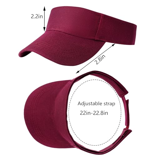 Rbenxia 2 Pieces of Adjustable Sport Visors Sun Visor Hats Cap Visors for Women and Men - color: Wine Red