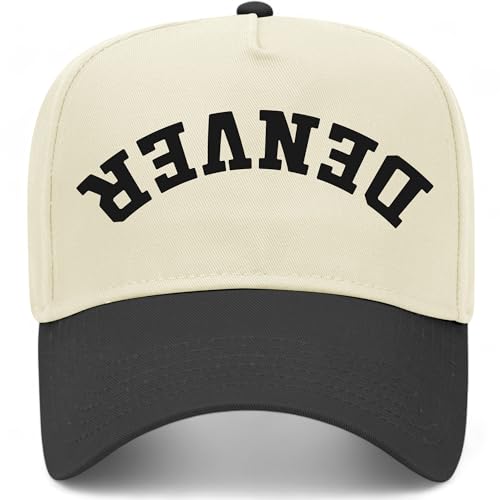 Denver Upside Down Reversed Vintage Trucker Hat | Premium Adjustable Snapback Baseball Hat for Men & Women - color: Black/Natural