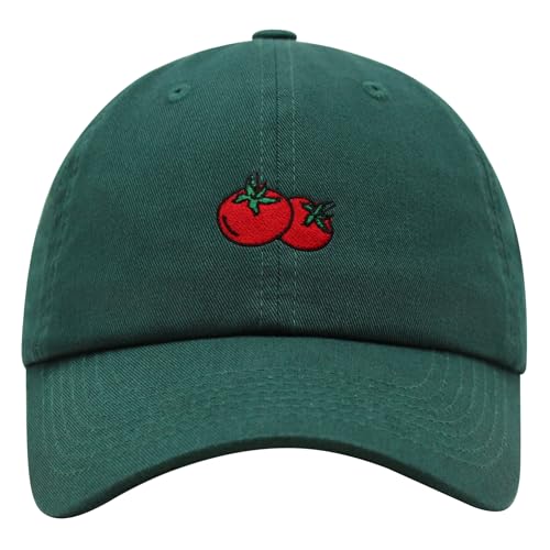 JPAK Two Tomatoes Premium Dad Hat Embroidered Cotton Baseball Cap Vegetables Embroidery - color: Spruce Green