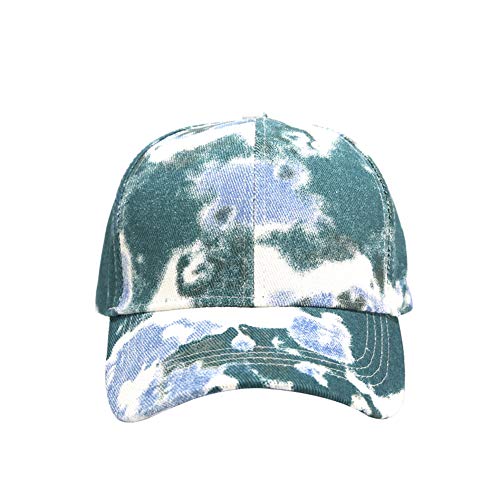 BEARUN Cotton Tie Dye Low Profile Cap Hiphop Baseball Cap Fashion Dad Hat - color: Green Light Blue