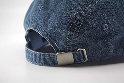 Washed Cotton Twill Five Panel Adjustable Camper Caps - color: Denim Blue