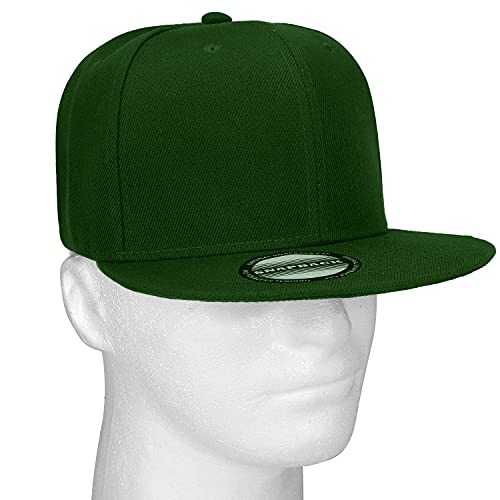 Falari Wholesale 12 Pack Snapback Hat Cap Hip Hop Style Flat Bill Blank Solid Color Adjustable Size - color: 12-pack Hunter Green