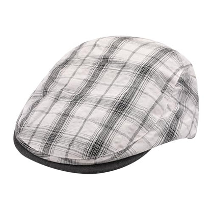 ZLYC 남성용 여름 플랫 캡 Scally Ivy Gatsby Newsboy Beret Driver Cabbie 사냥 모자 - color: 격자 무늬 화이트