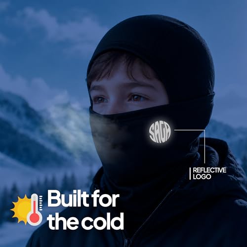 Kids Balaclava Ski Mask for Boys & Girls Dark Black