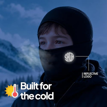 Kids Balaclava Ski Mask for Boys & Girls Dark Black