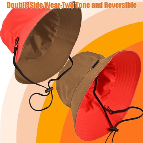 Womens Bucket Rain Hat Reversible Packable Foldable Water Repellent Cute for Ladies Travel Hiking Golf - color: Brown/Red, size: Small