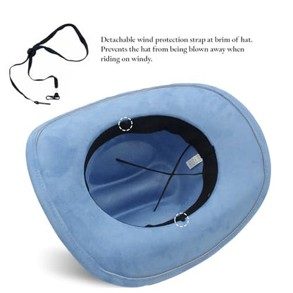 LIDHAY Cowboy Hat for Women Men with Shapeable Wide Brim Western Suede Hat for Cowboys and Cowgirls - color: Light Blue