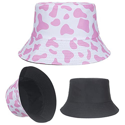 TOPTIE Reversible Tie Dye Bucket Hat, Cotton Sun Hat for Adults - color: Cow Pink