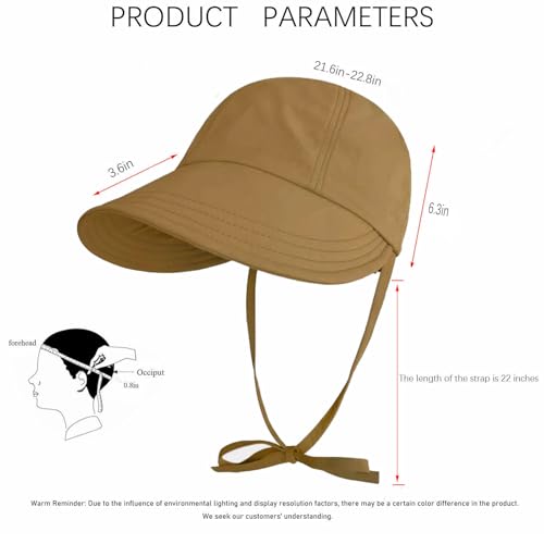 Womens Sun Hat Wide Brim UPF 50+ UV Protection Foldable Packable Sun Shield Hat for Women, Ponytail Outdoor Fishing Hat - color: Upgraded Brown