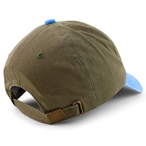 Armycrew XXL Oversize 4 Inch Long Bill Pigment Dyed Baseball Cap - color: Khaki Blue, size: One Size